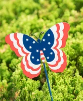 Glitzhome 24" H Set of 3 Patriotic, Americana Metal Butterflies Yard Stake