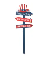 Glitzhome 36" H Patriotic, Americana Wooden Top Hat Word Sign Yard Stake