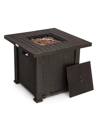 30 Inch 50000 Btu Square Propane Gas Fire Pit Table with Table Cover