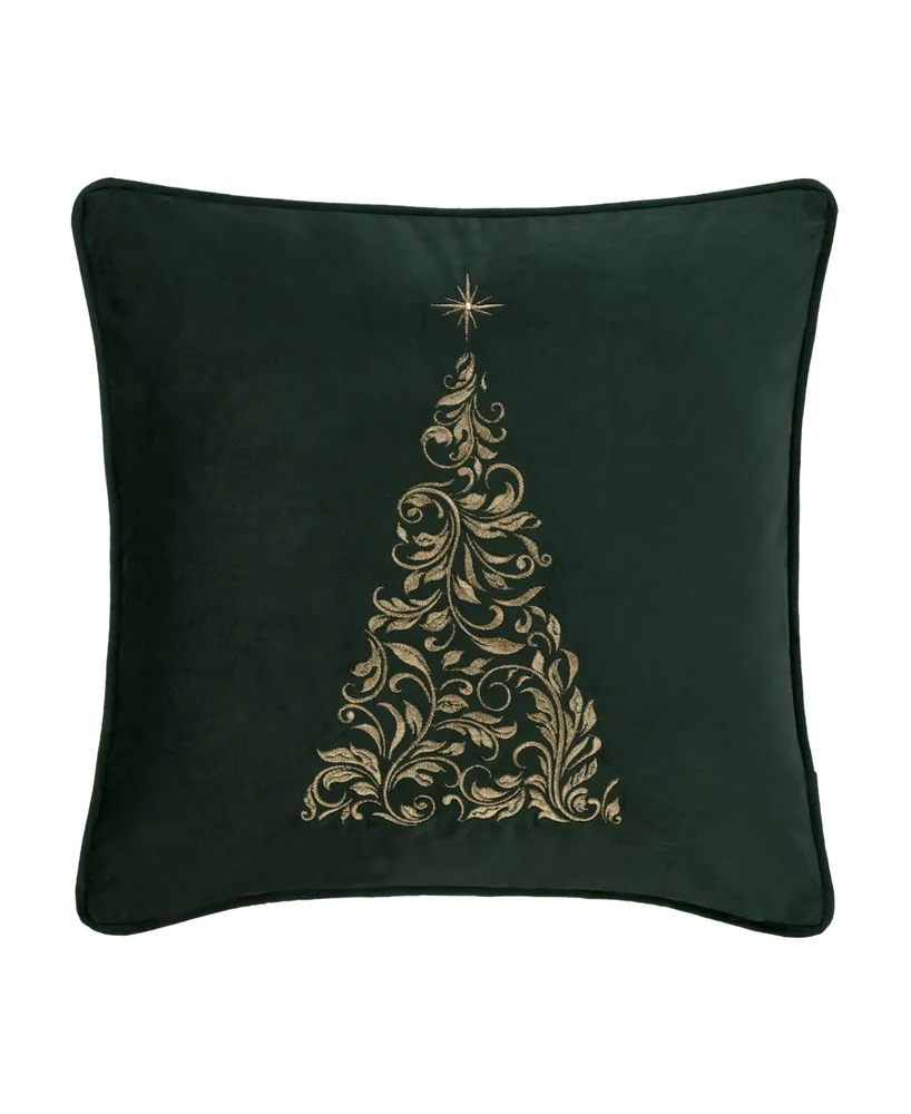 J Queen New York Scroll Christmas Tree Square Decorative Pillow, 18" x 18"