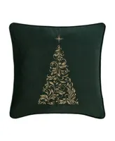 J Queen New York Scroll Christmas Tree Square Decorative Pillow, 18" x 18"