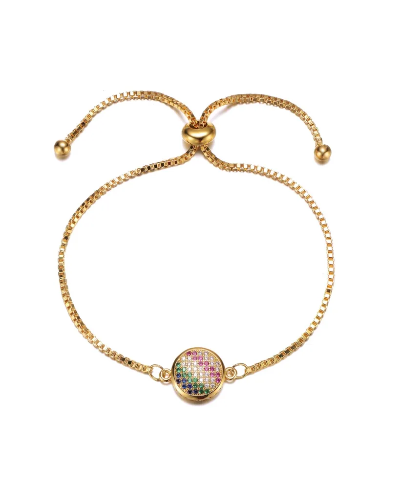 Gigi Girl Teens 14K Gold Plated Multi Color Cubic Zirconia Adjustable Bracelet