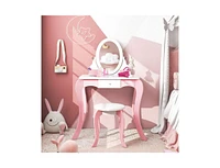 Slickblue Pretend Kids Vanity Set with 360° Rotatable Mirror and Play Accessories