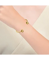 Gigi Girl Teens/Young Adults 14k Yellow Gold Plated Ball Capped Open Cuff Bangle Bracelet