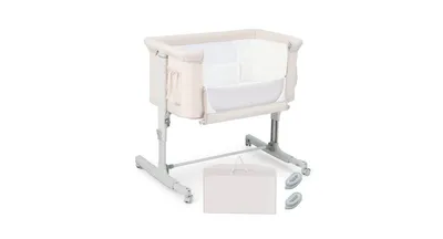 Portable Baby Bedside Bassinet with 5-level Adjustable Heights and Travel Bag