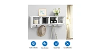 Wall-Mounted Storage Cabinet Hanging Entryway Shelf Coat Rack