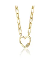 Gigi Girl Kids/Young Teens 14K Gold Plated Cubic Zirconia Heart Charm Necklace