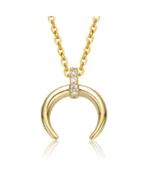 GiGiGirl Kids 14k Yellow Gold Plated with Cubic Zirconia Crescent Horn Pendant Necklace
