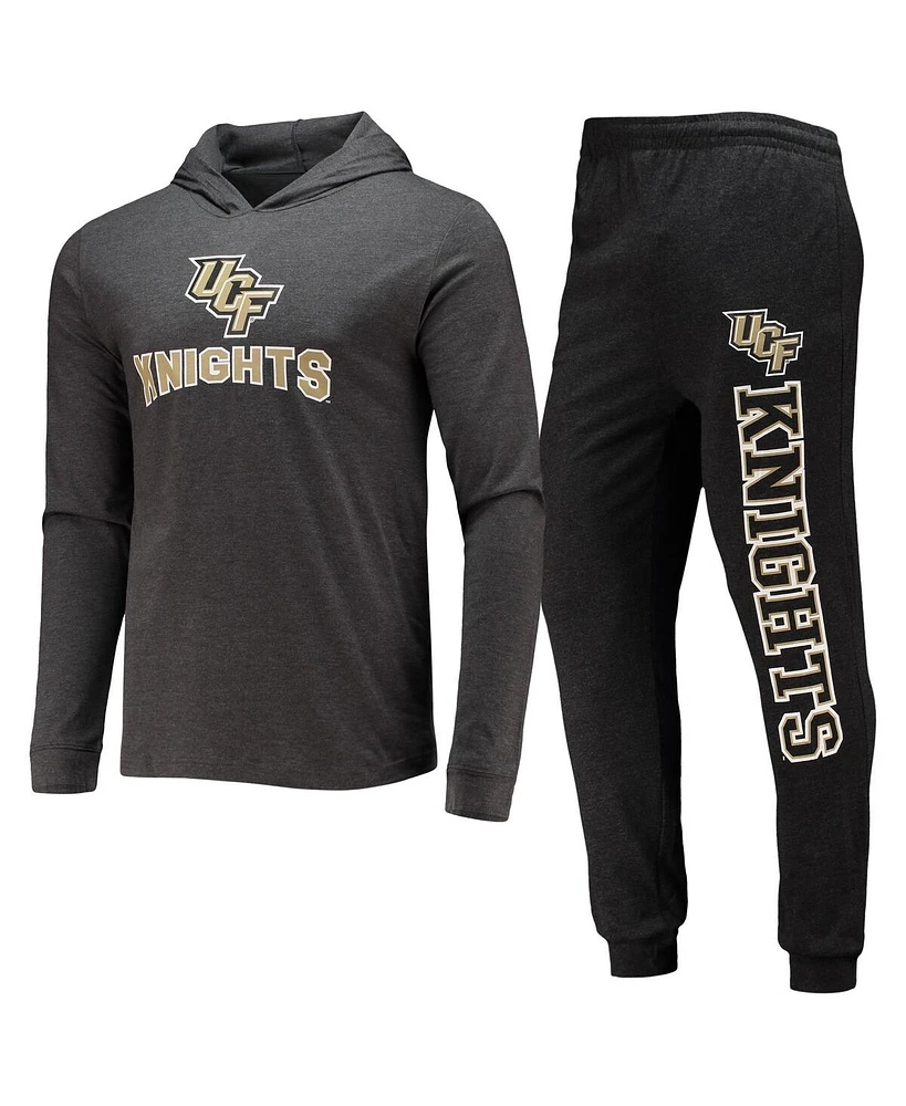 Men's Concepts Sport Black, Heather Charcoal Ucf Knights Meter Long Sleeve Hoodie T-shirt and Jogger Pajama Set