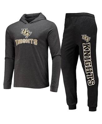 Men's Concepts Sport Black, Heather Charcoal Ucf Knights Meter Long Sleeve Hoodie T-shirt and Jogger Pajama Set