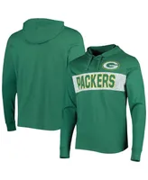 Men's '47 Brand Green Distressed Bay Packers Field Franklin Hooded Long Sleeve T-shirt