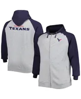 Men's Heather Gray Houston Texans Big and Tall Fleece Raglan Full-Zip Hoodie Jacket