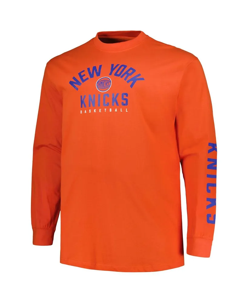 Men's Fanatics Blue, Orange New York Knicks Big and Tall Short Sleeve and Long Sleeve T-shirt Set