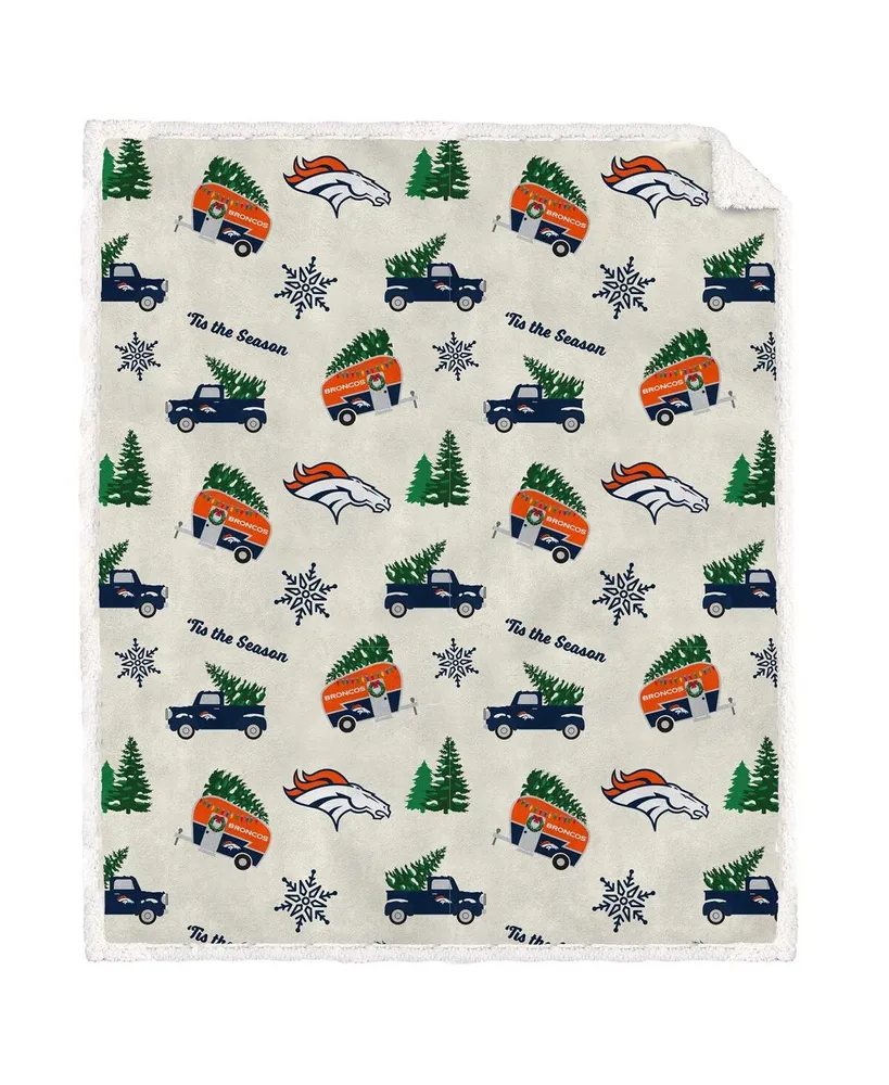 Pegasus Home Fashions Denver Broncos Holiday Truck Repeat 50" x 60" Sherpa Flannel Fleece Blanket