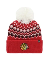 Women's '47 Brand Red Chicago Blackhawks Elsa Cuffed Knit Hat with Pom