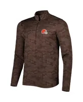 Men's Antigua Brown Cleveland Browns Brigade Quarter-Zip Sweatshirt