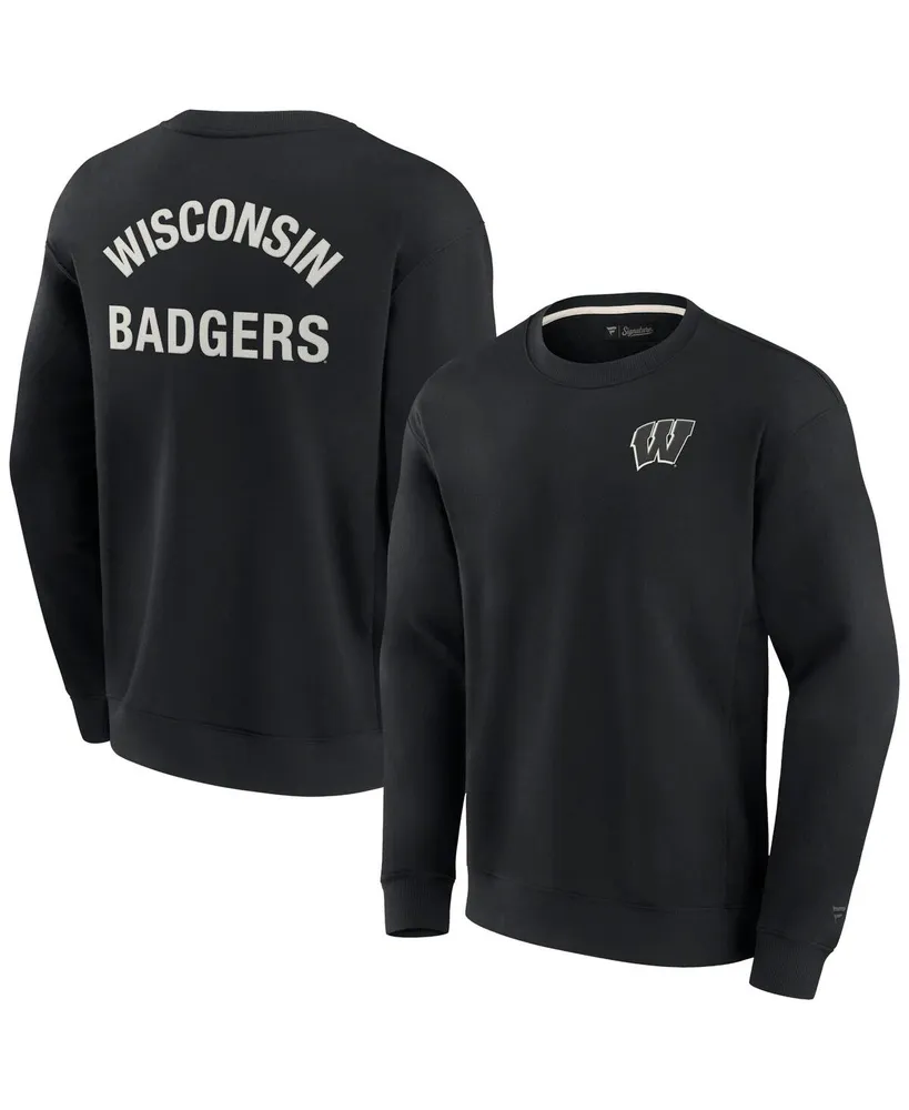 Men's and Women's Fanatics Signature Black Wisconsin Badgers Super Soft Pullover Crew Sweatshirt