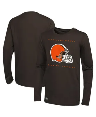 Men's Brown Cleveland Browns Side Drill Long Sleeve T-shirt