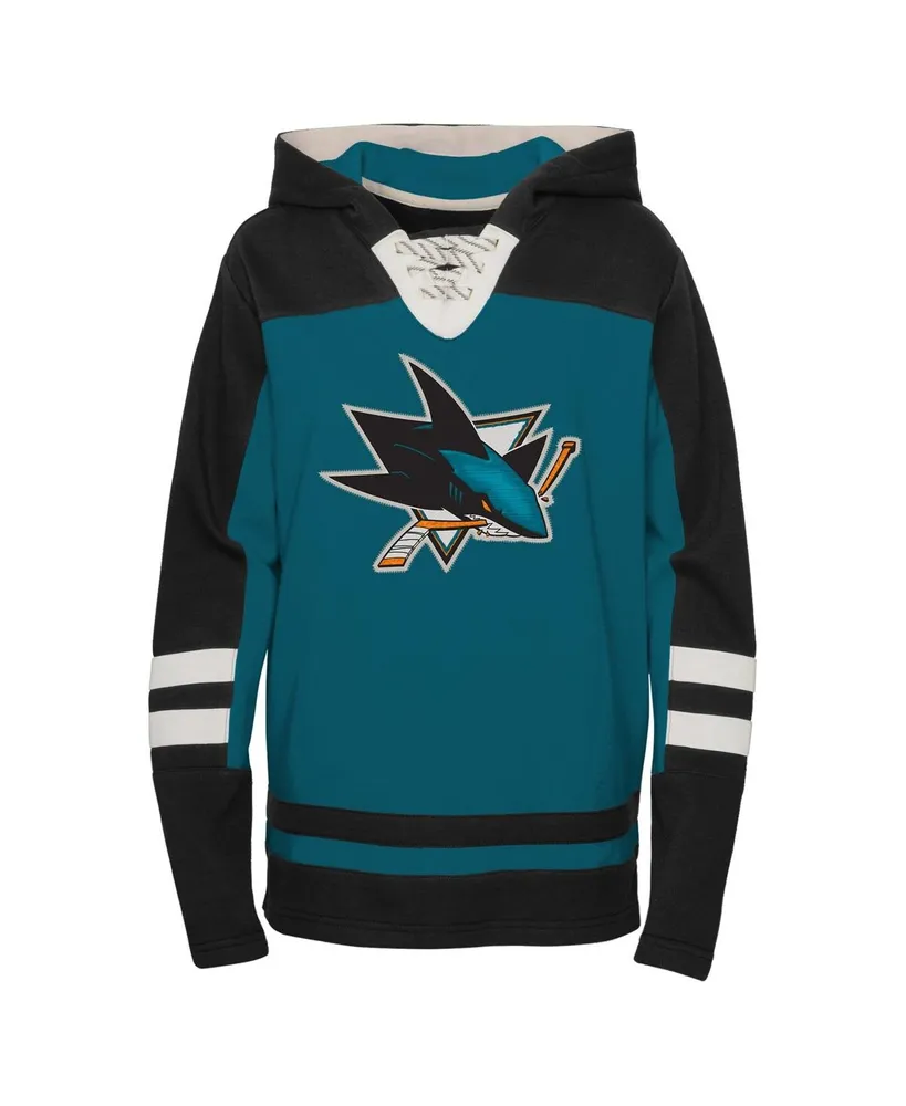 Big Boys Teal San Jose Sharks Ageless Revisited Lace-Up V-Neck Pullover Hoodie