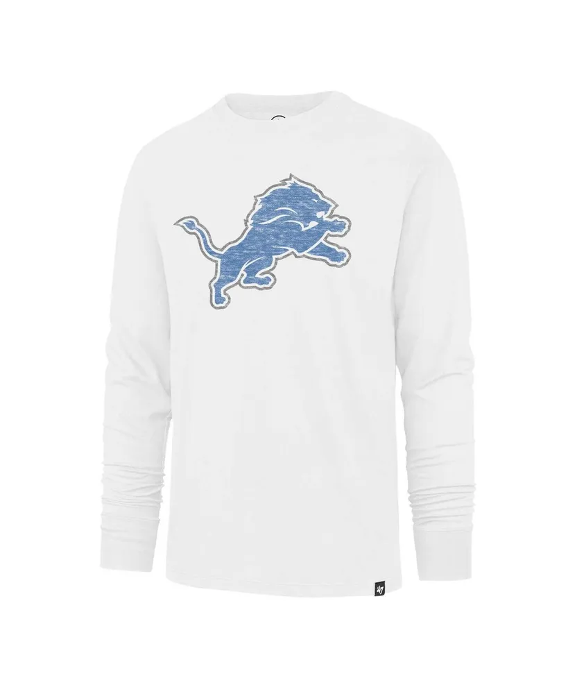 Men's '47 Brand White Distressed Detroit Lions Premier Franklin Long Sleeve T-shirt