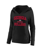 Women's Champion Black Georgia Bulldogs Plus Heart & Soul Notch Neck Pullover Hoodie