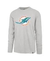 Men's '47 Brand Gray Distressed Miami Dolphins Premier Franklin Long Sleeve T-shirt