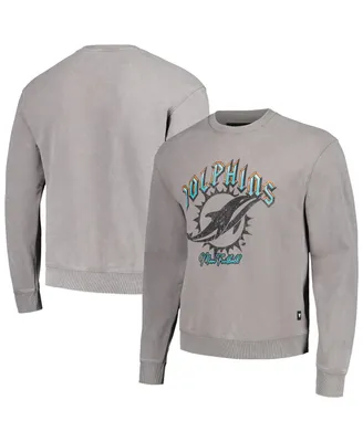 Men's and Women's The Wild Collective Gray Miami Dolphins Distressed Pullover Sweatshirt