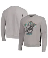 Men's and Women's The Wild Collective Gray Miami Dolphins Distressed Pullover Sweatshirt