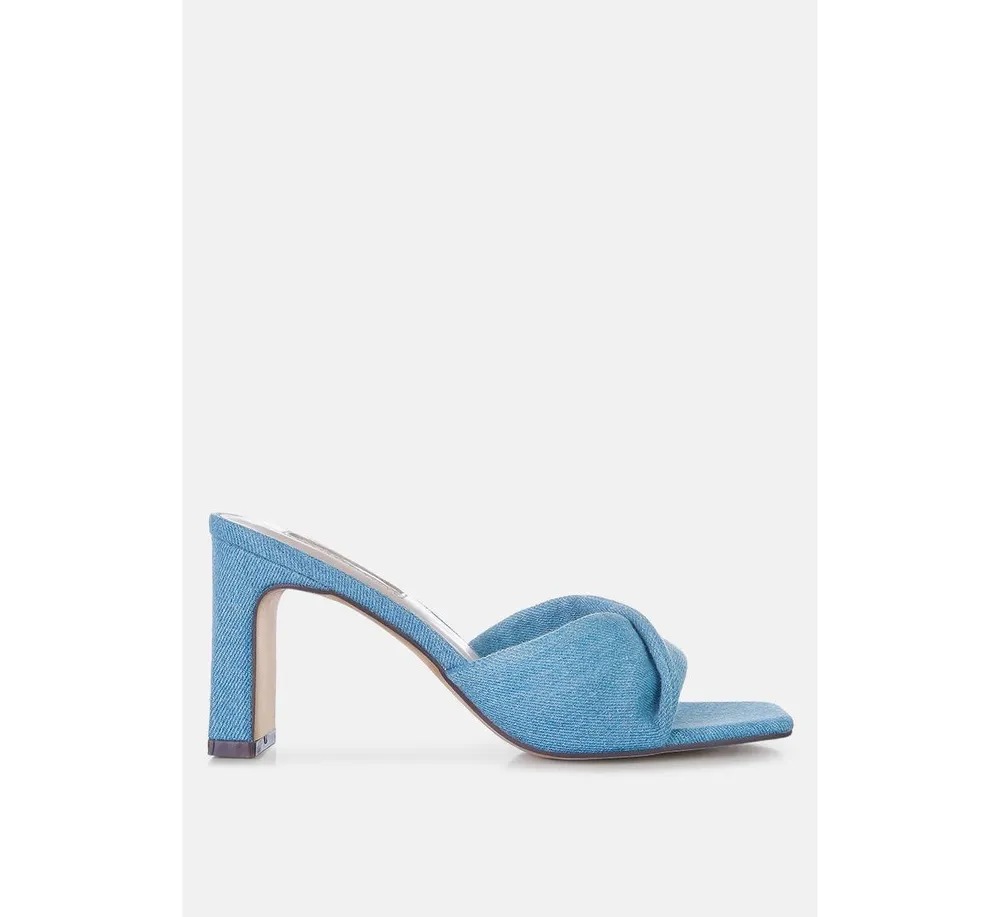 Soft Flirt Italian Block Heel Denim Sandals