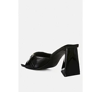 London Rag Salisbury Horsebit Buckle Triangular Block Heel Sandals