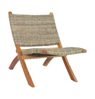 Relaxing Chair Natural Kubu Rattan and Solid Mahogany Wood