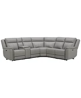 Addyson 117" 6-Pc. Leather Sectional with 3 Zero Gravity Recliners Power Headrests & 1 Console, Created for Macy's