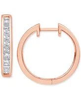 Diamond Princess Small Hoop Earrings (1 ct. t.w.) in 14k Rose Gold