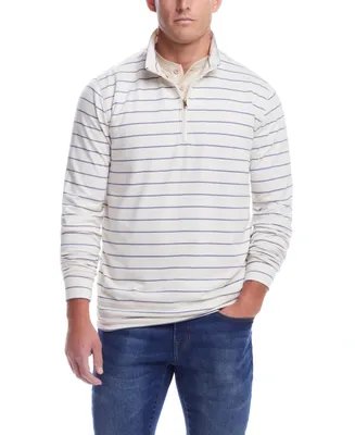 Weatherproof Vintage Men's Striped Long Sleeve Quarter Zip Pullover T-shirt