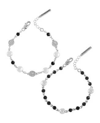 T Tahari Silver-Tone Line Bracelet Duo Set
