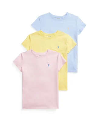 Polo Ralph Lauren Big Girls Cotton Jersey Crewneck T-shirts, Pack of 3