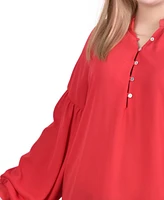 Ny Collection Plus Size Long Raglan-Sleeve Blouse