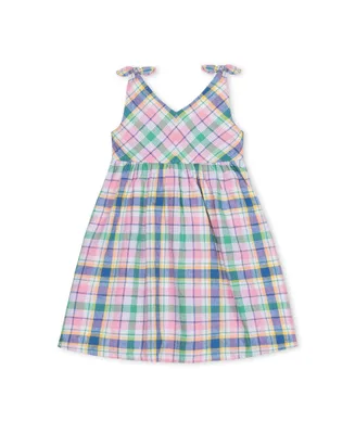 Hope & Henry Girls' Sleeveless Bow Shoulder Swing Dress