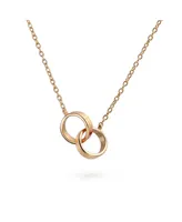 Bling Jewelry Bff Friendship Double Infinity Love Pendant Two Interlocking Eternity Circles Necklace Mother Daughter Couples Rose Gold Plated Sterling