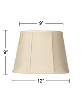 Cream Small Oval Lamp Shade 9" Wide and 6.5" Deep at Top x 12" Wide and 8" Deep at Bottom x 9" Slant (Spider) Replacement with Harp - Springcrest