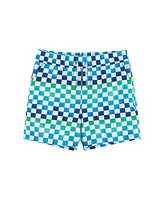 Child Boys Ombre Checker Boardshort w/Built-In Comfort Stretch Short Liner