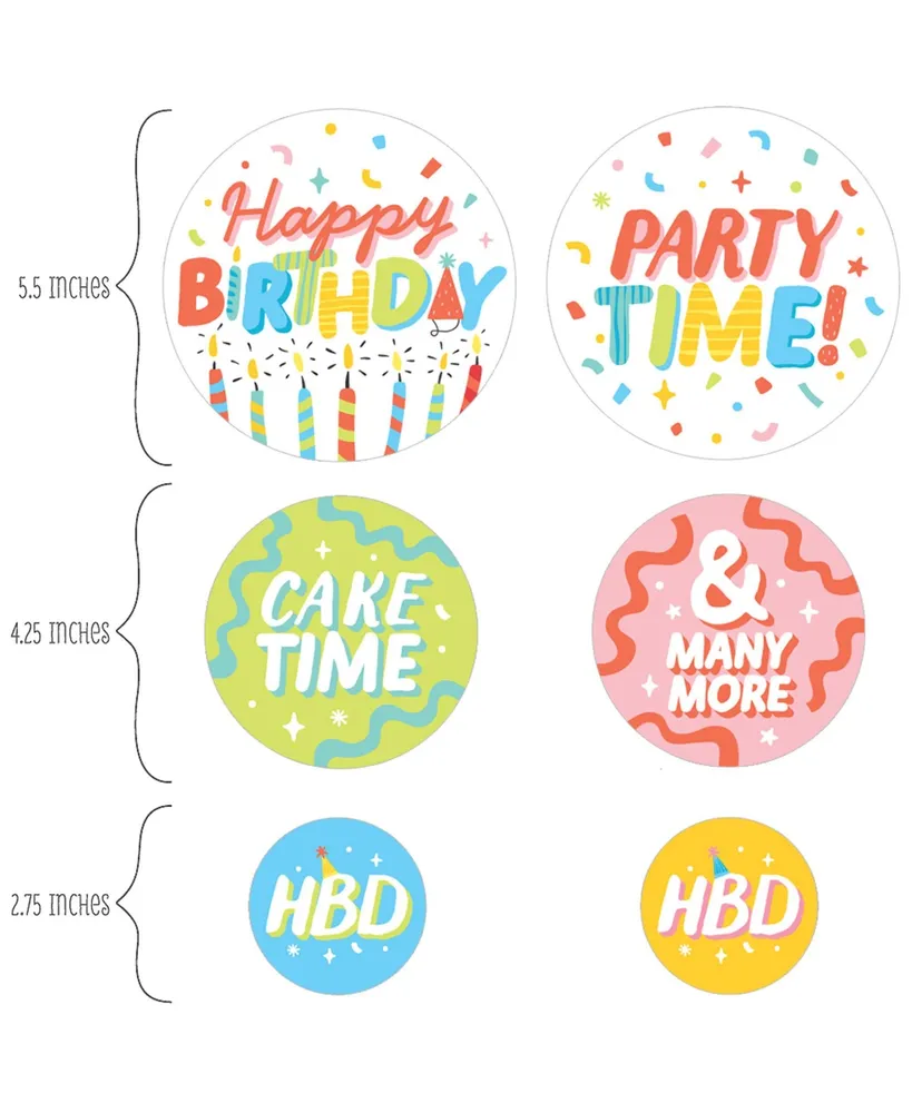 Party Time - Happy Birthday Party Decorations - Large Confetti 27 Count - Assorted Pre