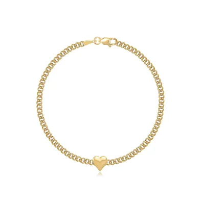 Alev Jewelry Aj by Alev Puffy Gold Heart with Cuban Bracelet