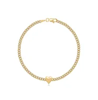 Alev Jewelry Aj by Alev Puffy Gold Heart with Cuban Bracelet