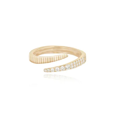 Alev Jewelry Aj by Alev Fluted Swirl Gold and White Topaz Ring