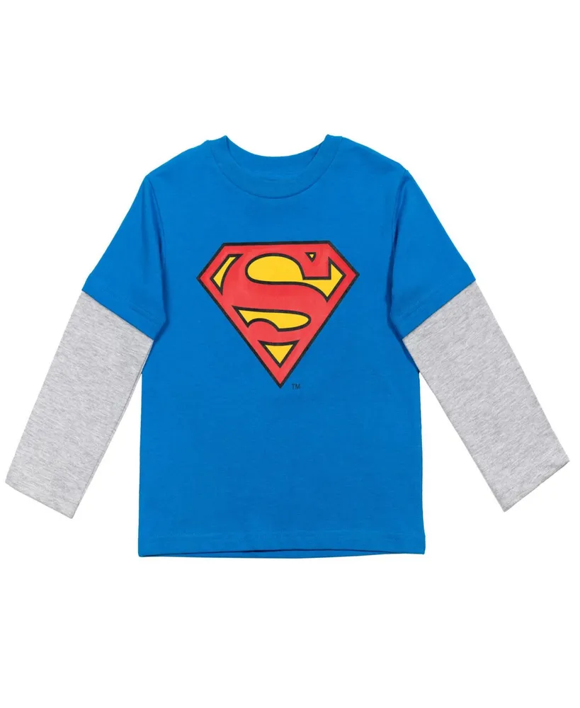 Dc Comics Justice League Batman Superman The Flash 3 Pack Hang down Long Sleeve T-Shirts Toddler |Child Boys