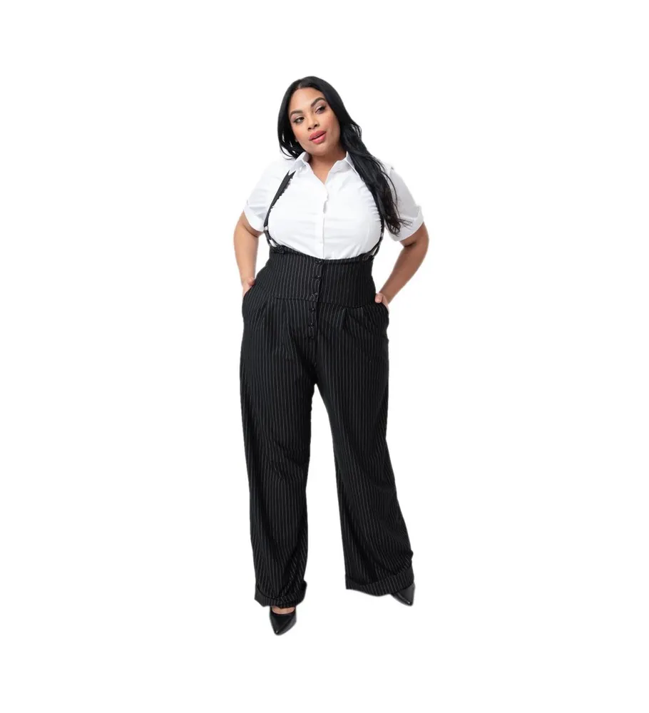 Unique Vintage Plus Thelma High Waist Suspender Pants