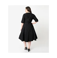 Unique Vintage Plus Half Sleeve Surplice Delores Swing Dress