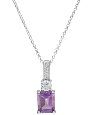 Amethyst (2-1/4 ct. t.w.) & Lab-Grown White Sapphire (5/8 ct. t.w.) 18" Pendant Necklace in Sterling Silver
