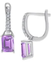 Amethyst (2 ct. t.w.) & Lab-Grown White Sapphire (1/8 ct. t.w.) Leverback Drop Earrings in Sterling Silver